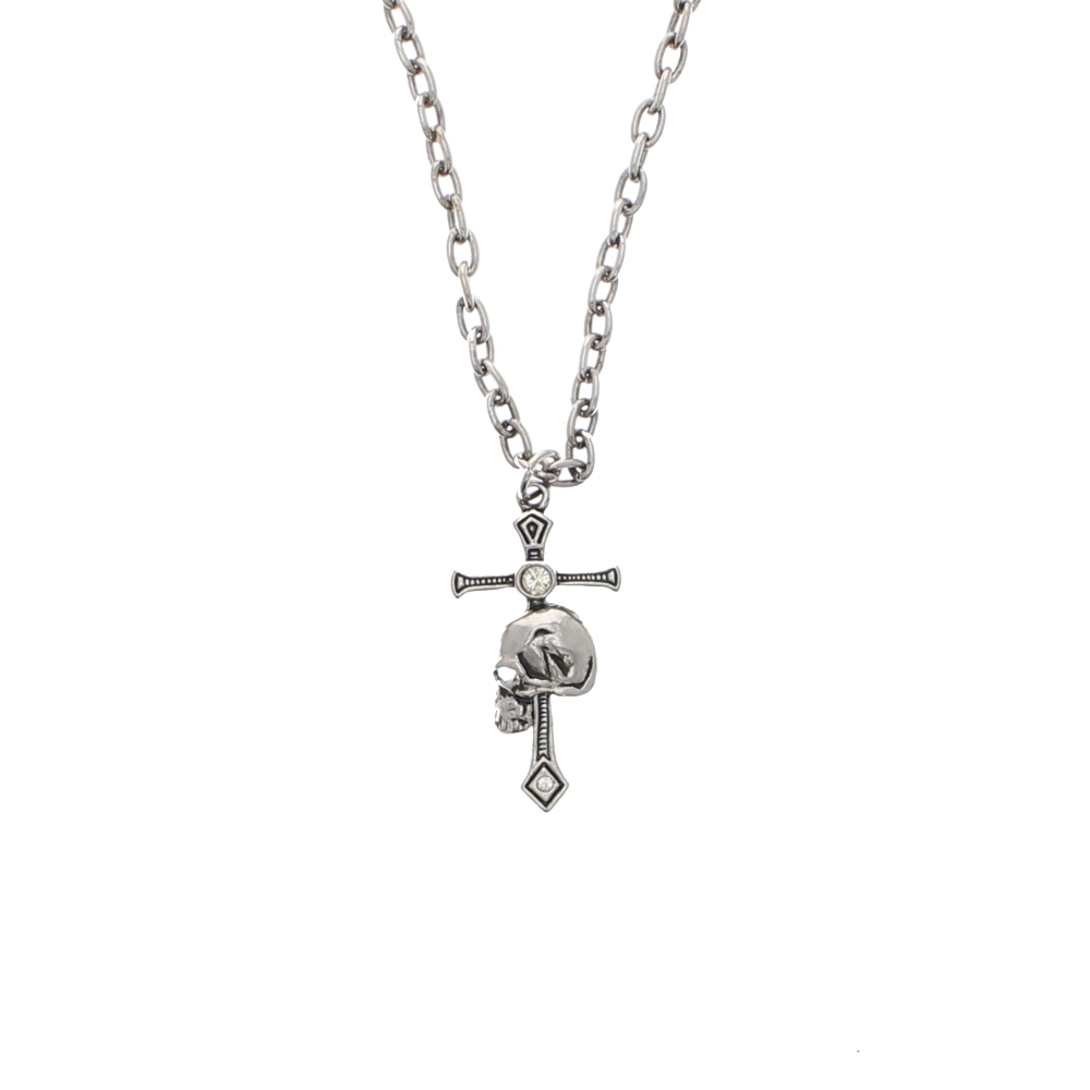 Zac's Alter Ego - Skull with Cross and Jewels Ketting - Zilverkleurig